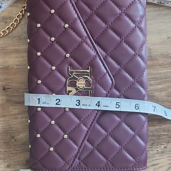NWT Badgley Mischka Diamond Quilt Convertible Crossbody Bag Plum - Picture 9 of 9